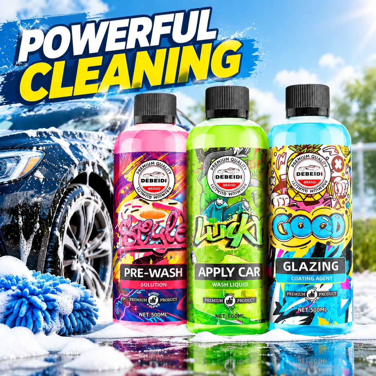 Debedi Concentrated High Foam Car Wash Soap Powerful Cleaning Gloss Hydrophobic Long-Lasting Care Coating Car Body Anti-Dust