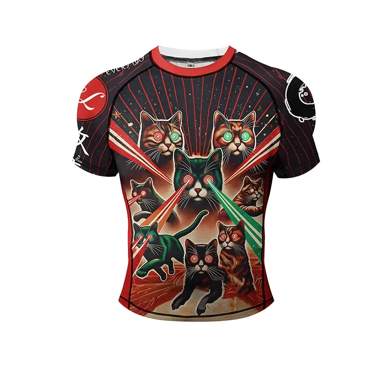 "No Taps Only Naps" Jiu-Jitsu Print Rash Guard, Schnelltrocknendes, atmungsaktives MMA-Trainings-Kompressions-Oberteil für Männer und Frauen – Detail 5