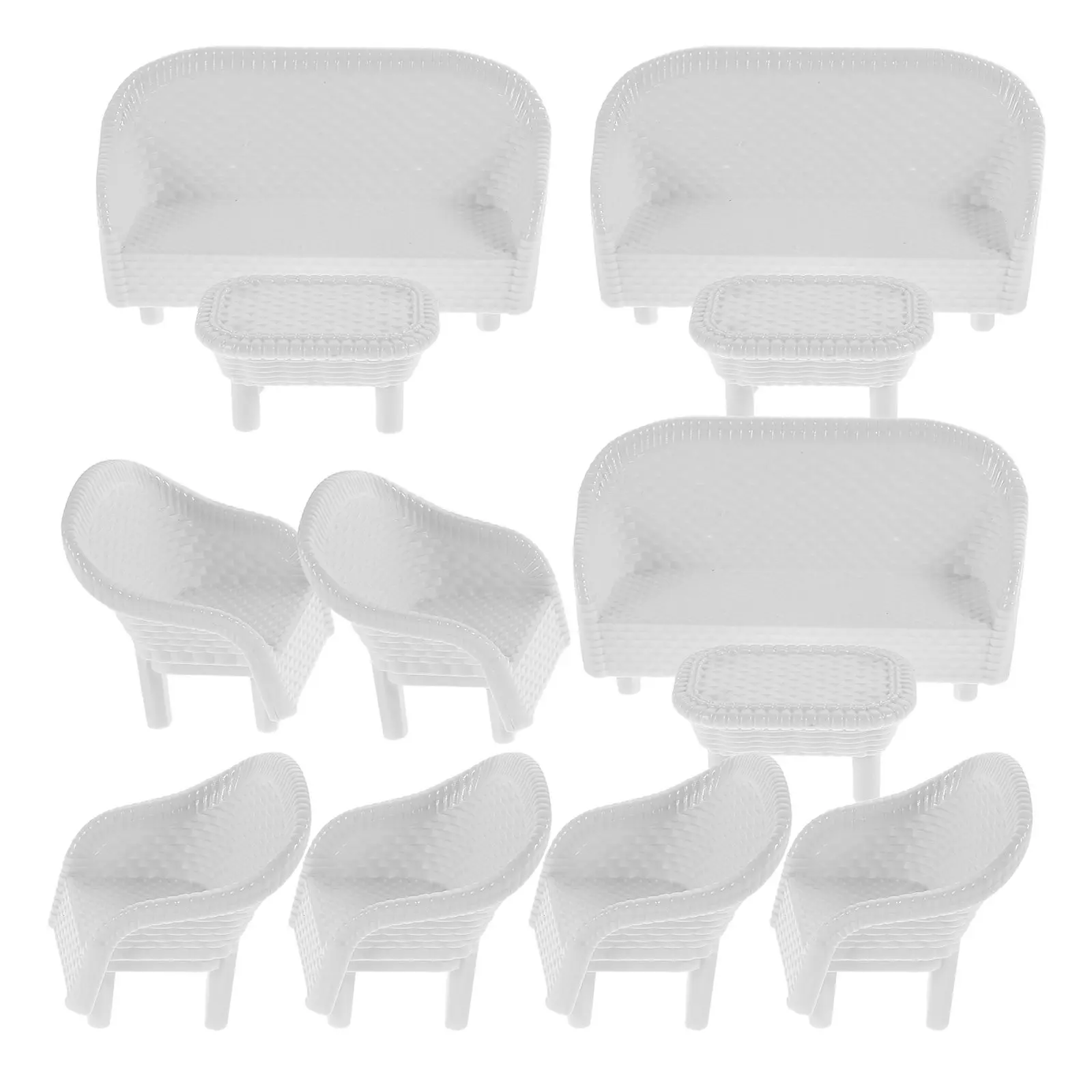 

3Sets Plastic White Miniature Sofa Furniture Realistic for Dollhouse Fairy Garden Pretend Play Sand Table Decorations