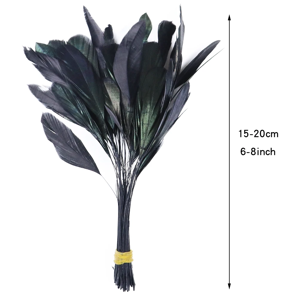 50PCS Natural Rooster Tail Feathers 6-8inch Fluffy Plumes for DIY Sewing Clothing Headwear Fly Tying Craft Decor Accessories
