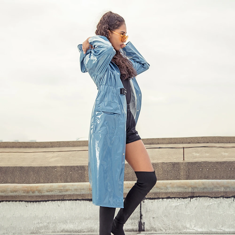 Imagem -03 - Impermeável Capas de Chuva Mulheres Equitação Poncho Luxo Longo Cabolsa de Chuva Caminhadas ao ar Livre Passeio Feminino Moda Capa de Chuva Viagem Preto