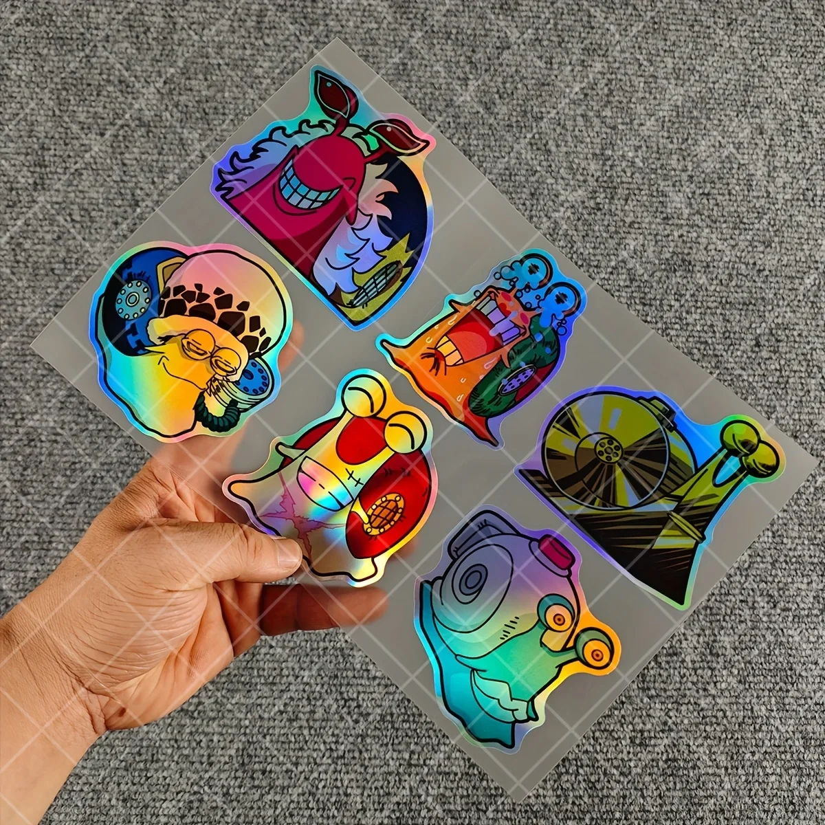 

1SET Unique Holographic Cartoon Creature Stickers, Great for Desktop Decor, Bike Frames, Guitar Cases for Fans
