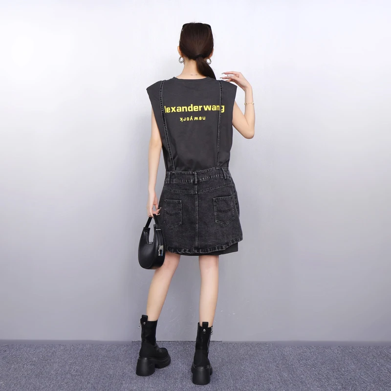 2025 봄 여름 우아한 루즈핏 티셔츠 스트랩 카우보이 롱 드레스 여성 반팔 드레스 여성 도매 J1159