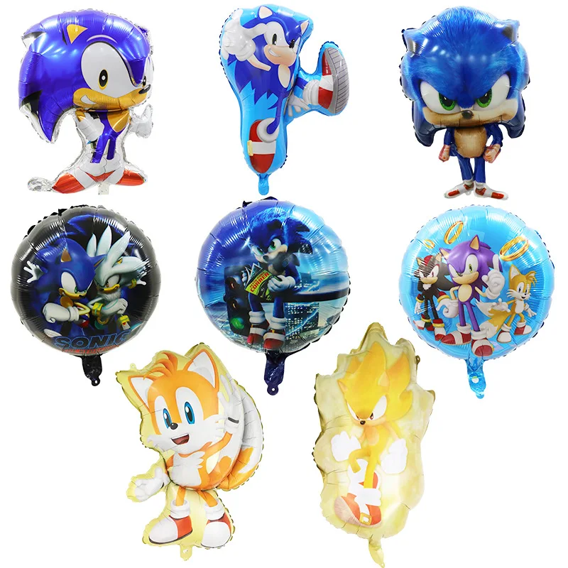 2024 Sonic Hedgehog Style Sonic Boy Surrounding Sonic Balloon Birthday  Party Set Cartoon Aluminum Film Balloon Christmas Gift