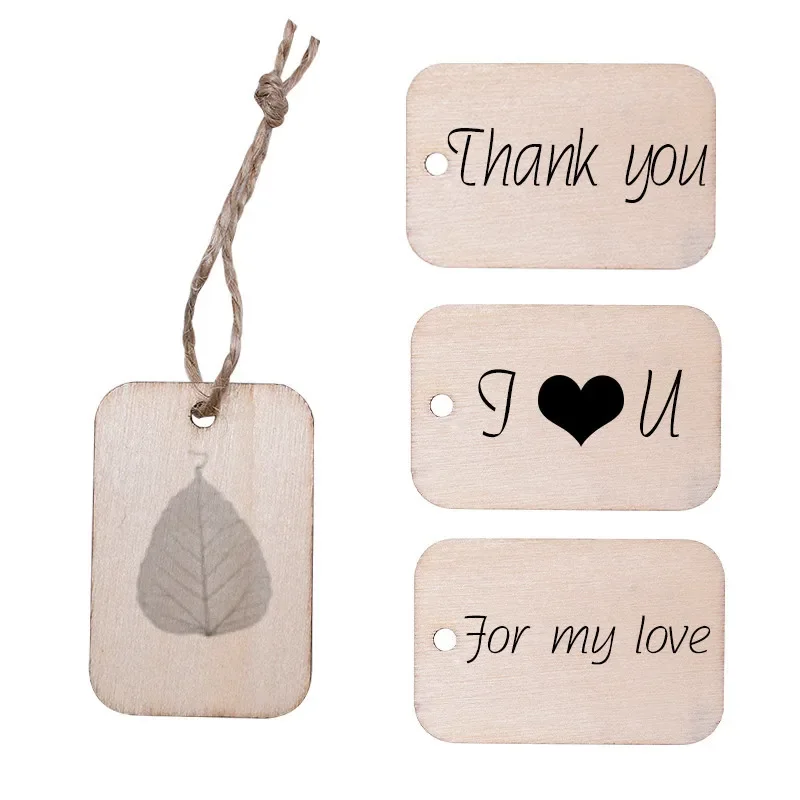 25/50/100Pcs Unfinished Wood Slice Gift Tags Blank Wooden Hanging Label with Rope for Wedding Party Decor DIY Bookmark Crafts