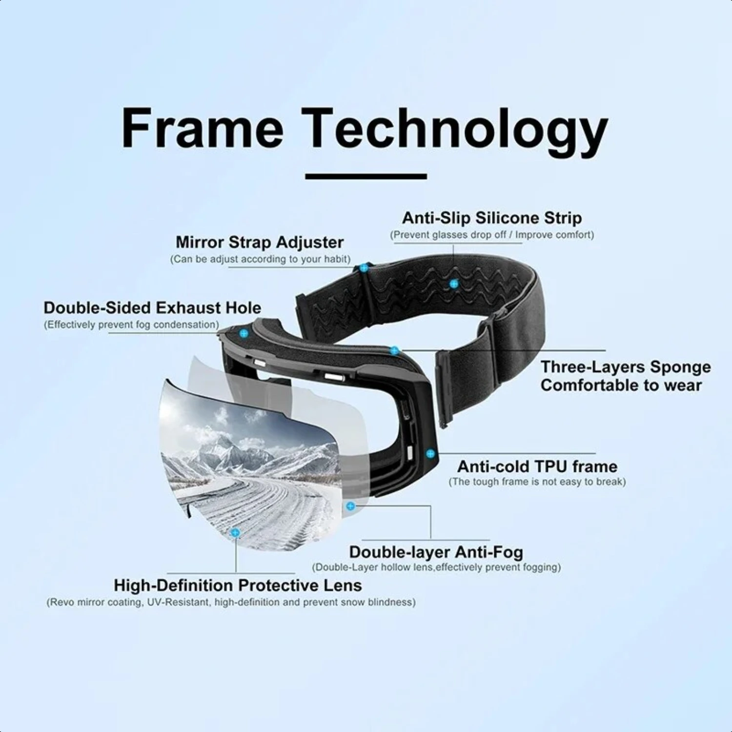 Gafas de esquí profesionales de invierno, doble capa, antiniebla, UV400, Anti-UV, gafas de Snowboard, lentes intercambiables, máscara de esquí