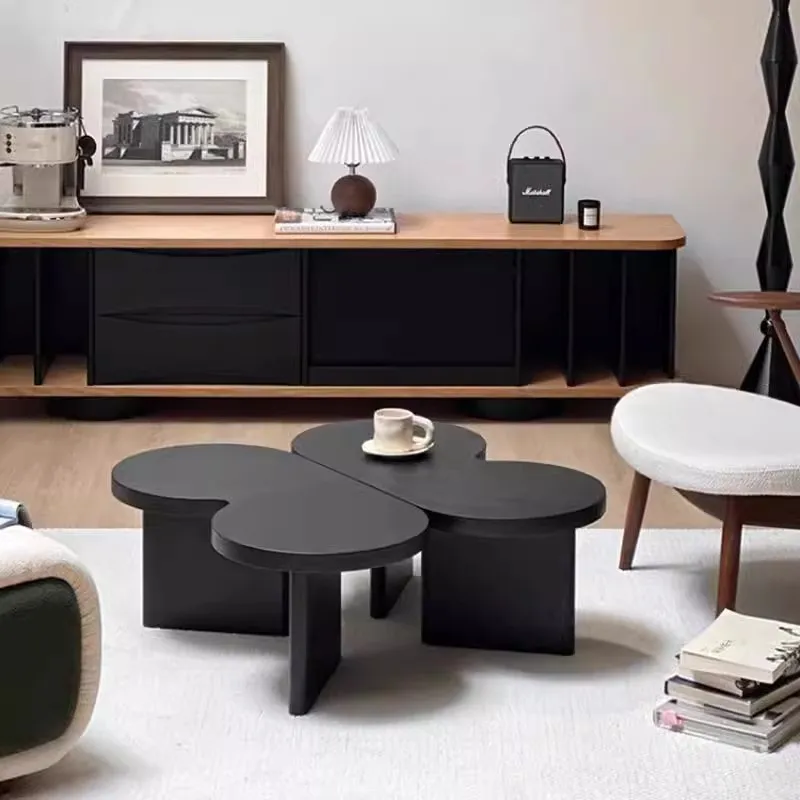 French retro coffee table solid wood special-shaped creative home living room small apartment medium ancient style