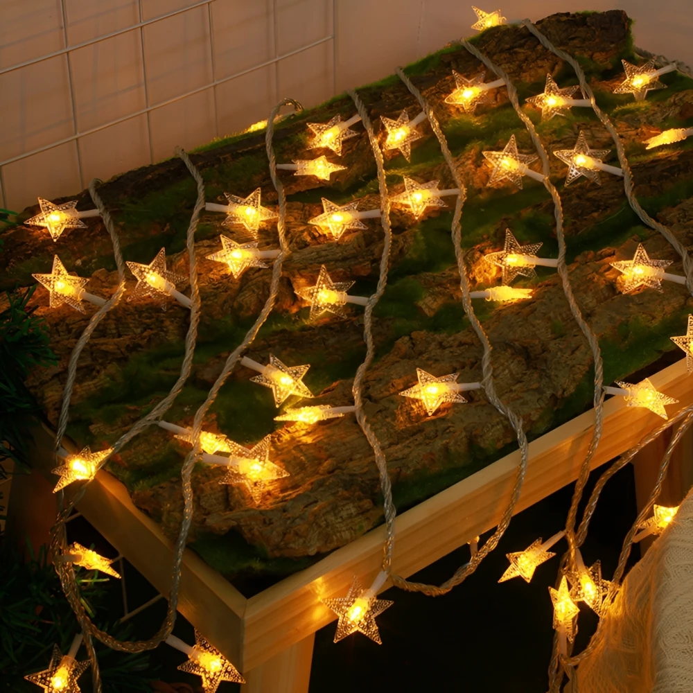 أضواء سلسلة النجوم، تعمل بالبطارية 40/20/10 LED لطيف معلق ستار الجنية ضوء لغرفة النوم حفل زفاف شجرة عيد الميلاد الديكور #5