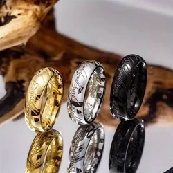 3pcs Simple Trendy Stainless Steel Rings, Golden, Black, Silvery Colors Men's  Jewelry
