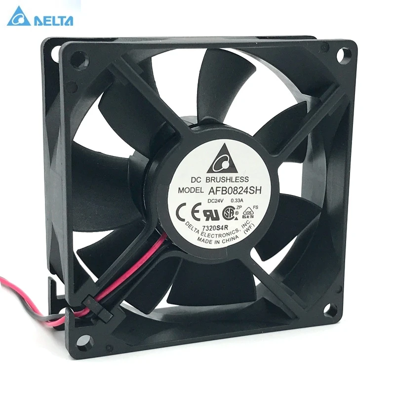 

Brand New for delta cooling fan 80mm AFB0824SH 80*80*25mm DC 24V 0.33A 4000RPM 46.62CFM 2-Pin cooler