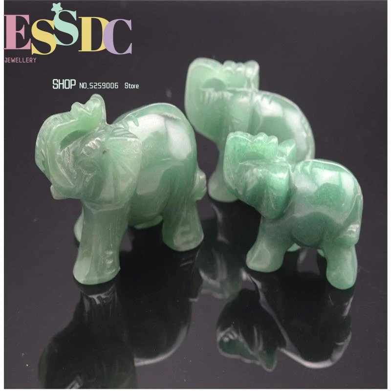 Green Dongling Semi-precious Stone Crystal Elephant Jade Carving Small Animal Crafts Feng Shui Souvenir Ornaments