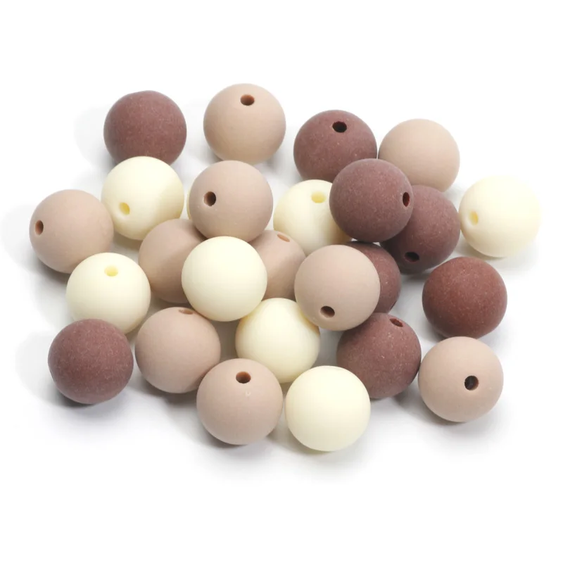 Matte Round Balls Spacer Beads Bracelet 14mm 20pcs Brown Acrylic Beads For Jewelry Making DIY Jewelry Beads Decoration Accessory