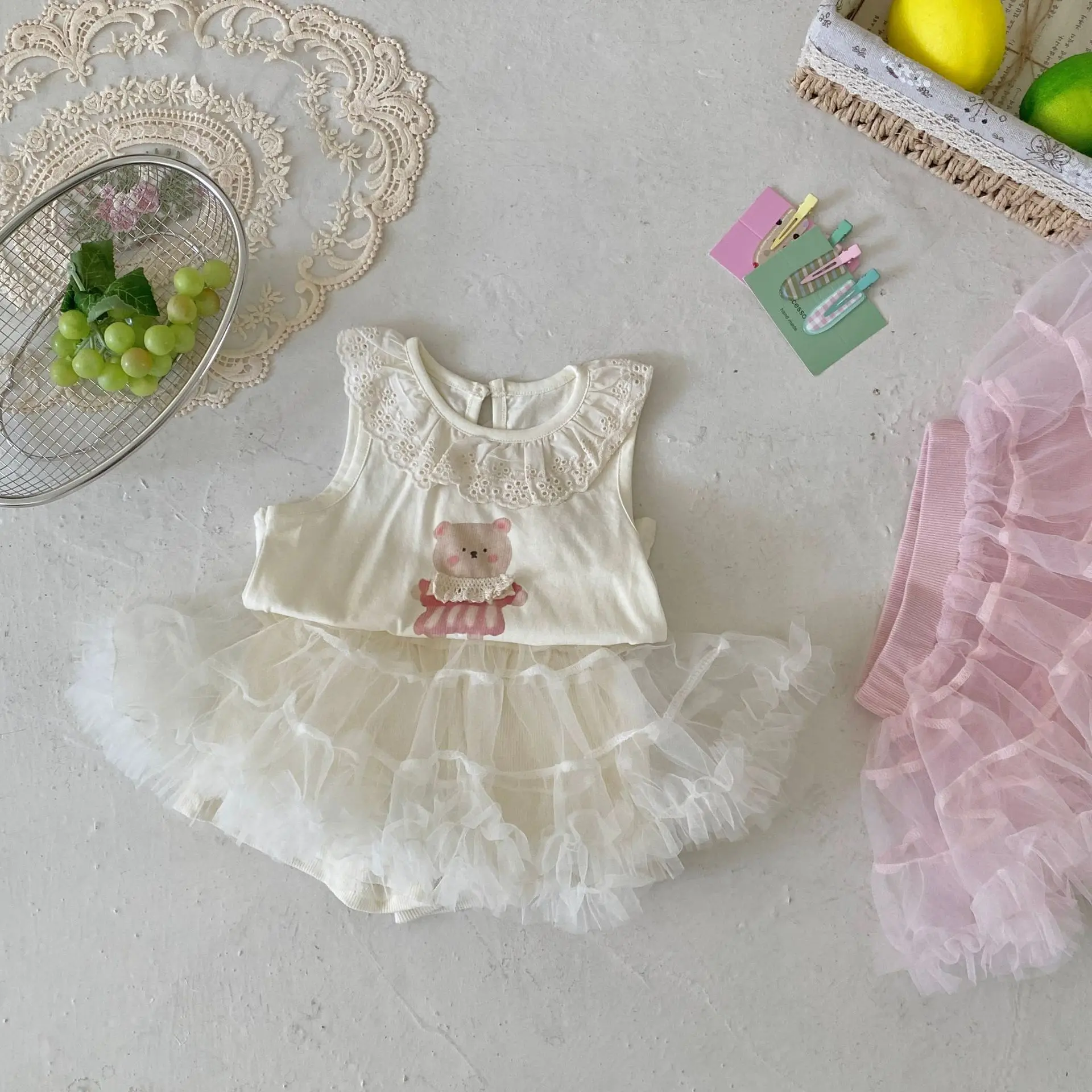 Summer New Girls' Mesh Princess Skirt, Baby Sweet Solid Color Short Skirt, One Year Old Versatile Cake Skirt Pants