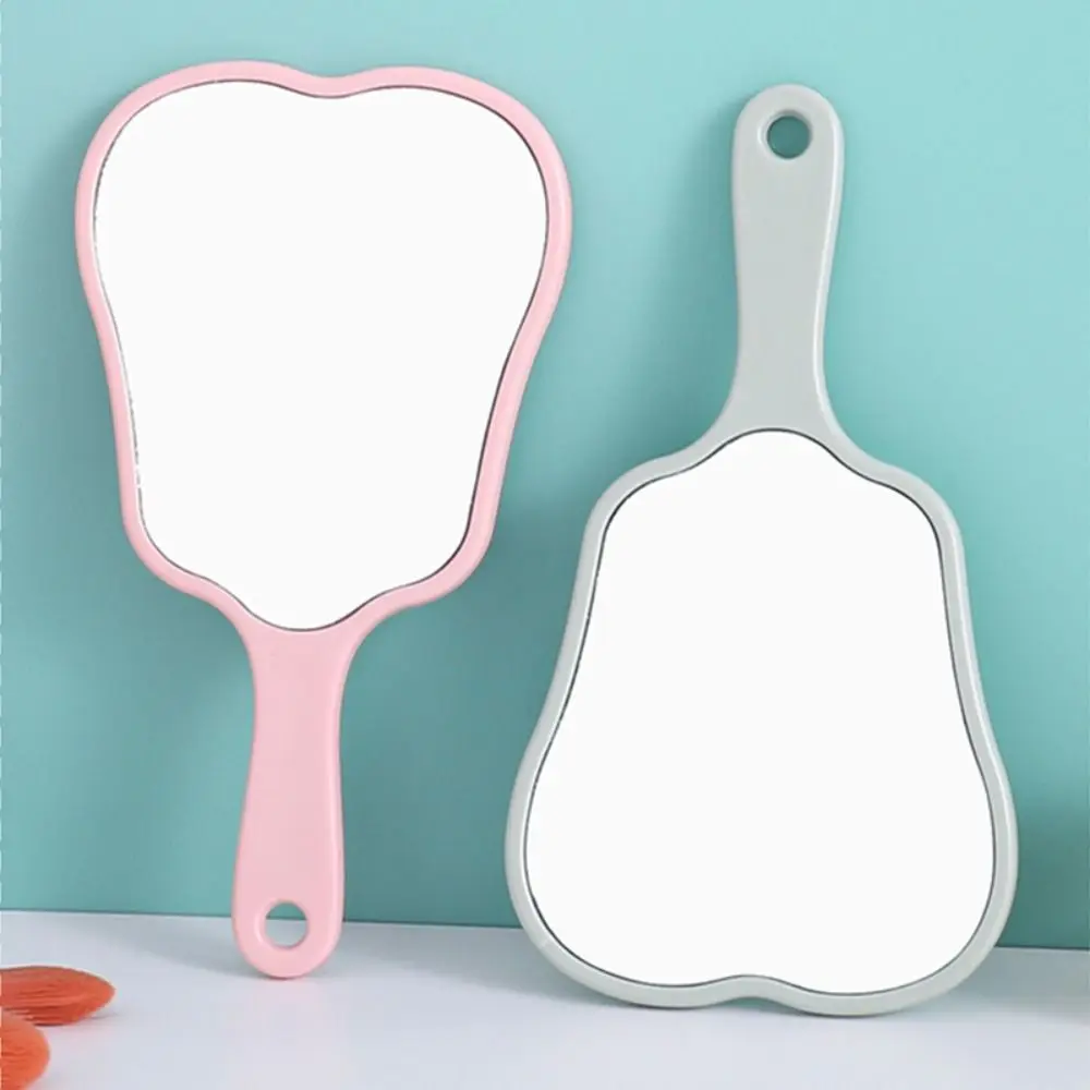 Durable Plastic Tooth-shaped Mirror Mini Lightweight Handheld Sector Mirror High-definition Portable Makeup Mirror Women