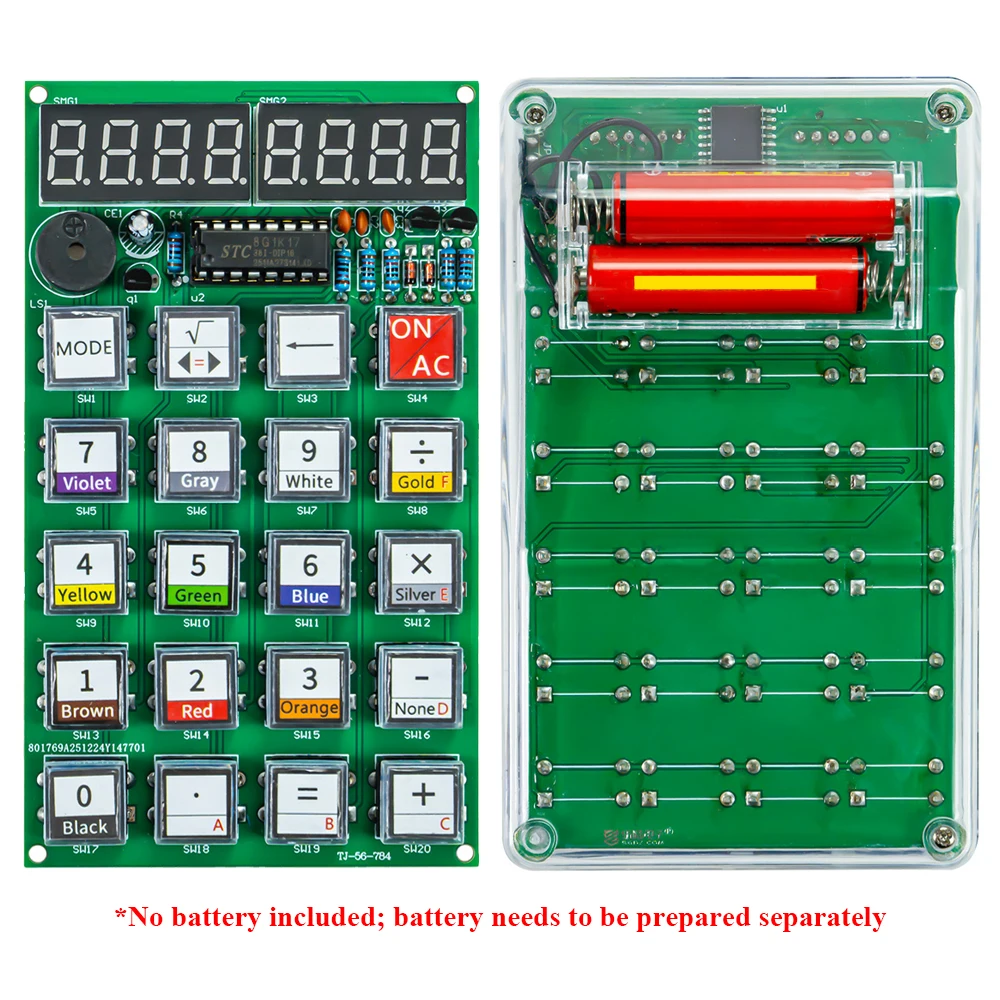 DIY New Electronics Calculator Kit STC8G1K17 TM1638 LED Digital Display Resistor Color Code Calculation PCB Soldering Kit DC 3V