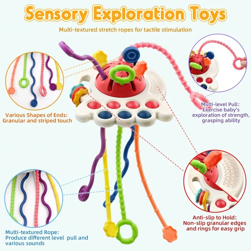 Baby Montessori Sensory Development Educational Toys Pull String Finger Grasp Training Early Learning Toy Teething BPA Free 1-6Y