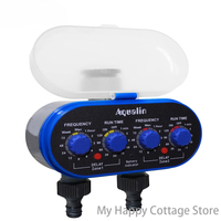 Ball Valve Electronic Two Outlet Four Dials Water Timer with Rain Sensor Hole Garden Irrigation System EU Standard #21032