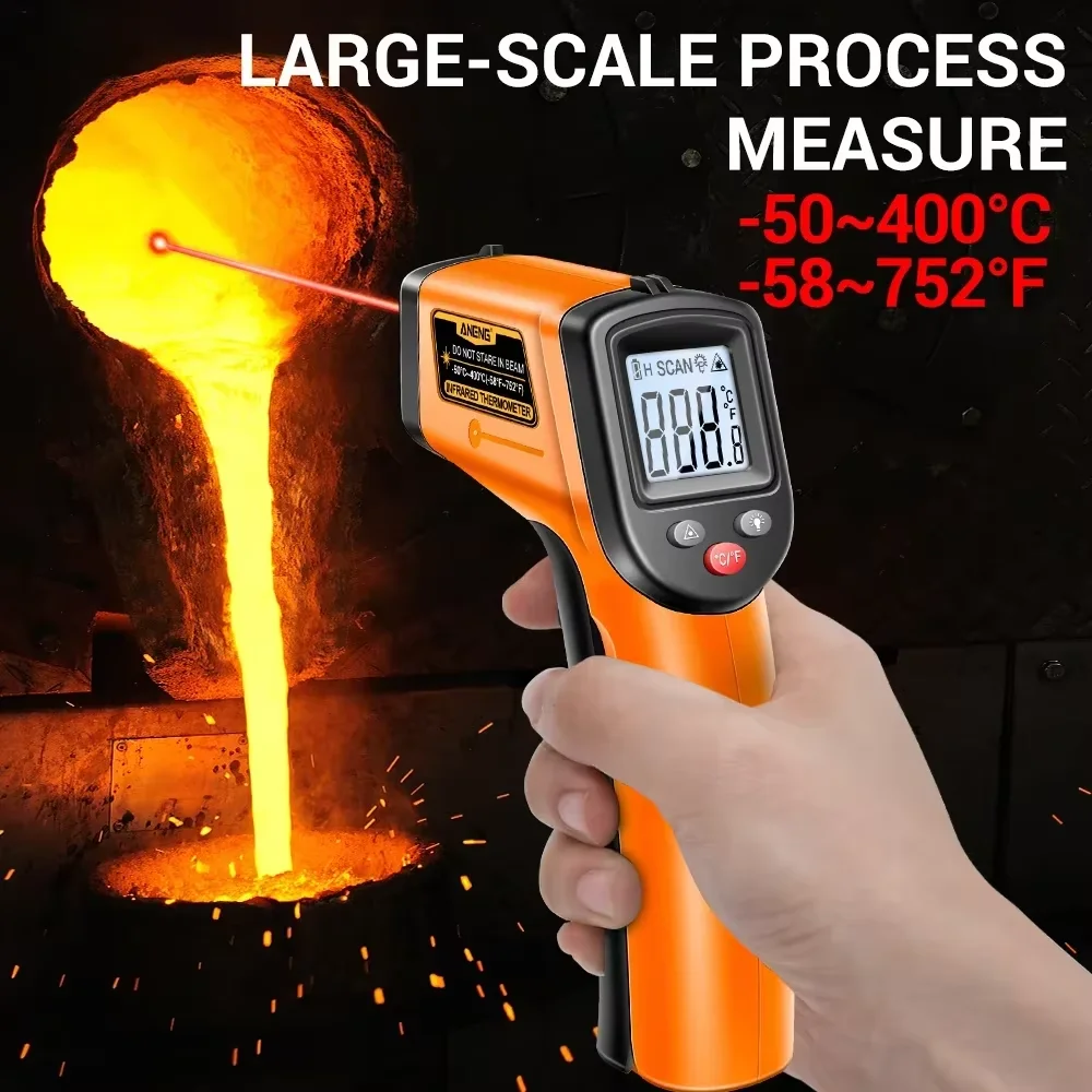 ANENG TH201 Non-contact Infrared Thermometer 12:1 D:S -50℃~400℃ Laser Backlight  Switch Industrial Temperature Test Gun
