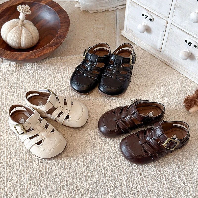 Children Roman Sandals Soft Sole Boys Girls Toes Capped Sandals Non-slip Kids Flats Casual Shoes Hook Loop 2026 Summer New