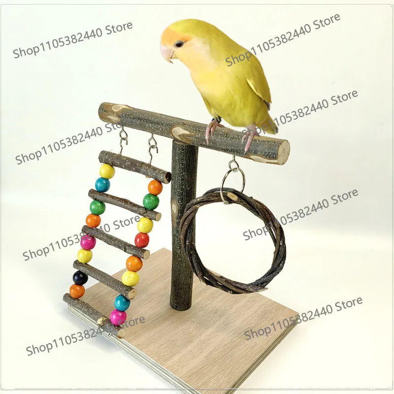 Solid wood parrot stand bird training parrot toy supplies desktop training  parrot stand pole interactive playground