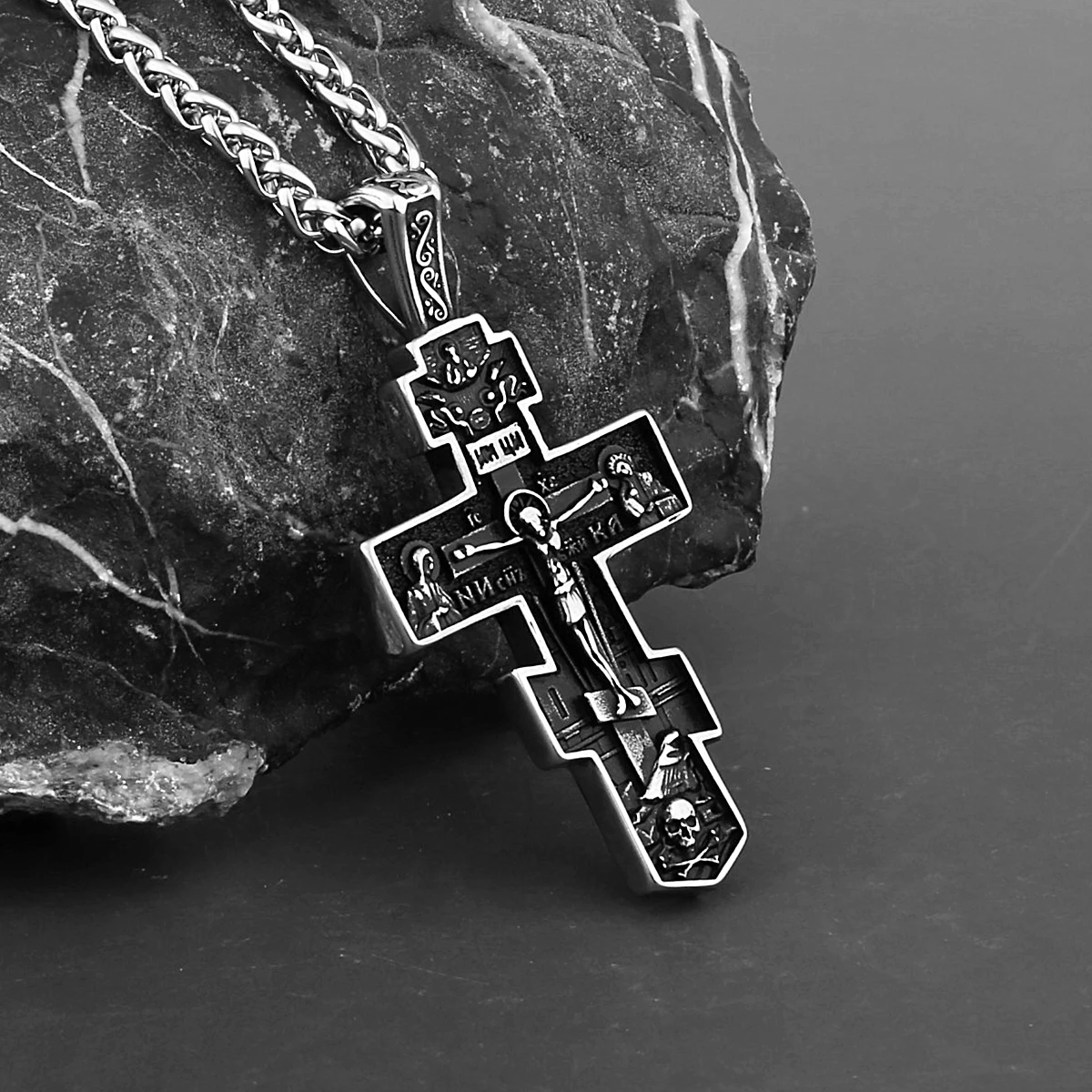 Picture 6: Stainless Steel Hip Hop Fashion Religious Cross Necklace Various Men and Women Jesus Believers Pendant Necklace Wholesale