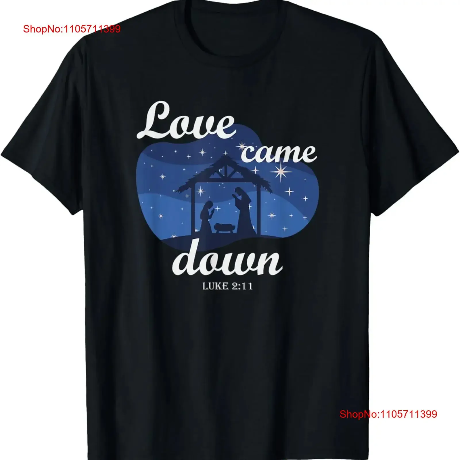 Christian Nativity Scene Christmas Love Came Down T Shirt long or short sleeves vintage Washed homme fashion Breathable
