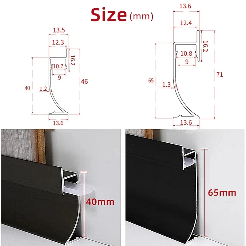 Recessed Skirting Line Aluminium LED Profile Black Corner Bar Light With Silicone Cover Home Stair Wall Decor Skirting Board