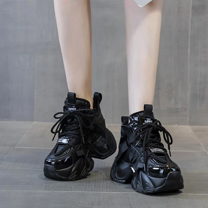 2025 Autumn New Style Casual Versatile Fashionable Elderly Shoes Thick Bottom Increased Height 8cm Popular Same Model Women's