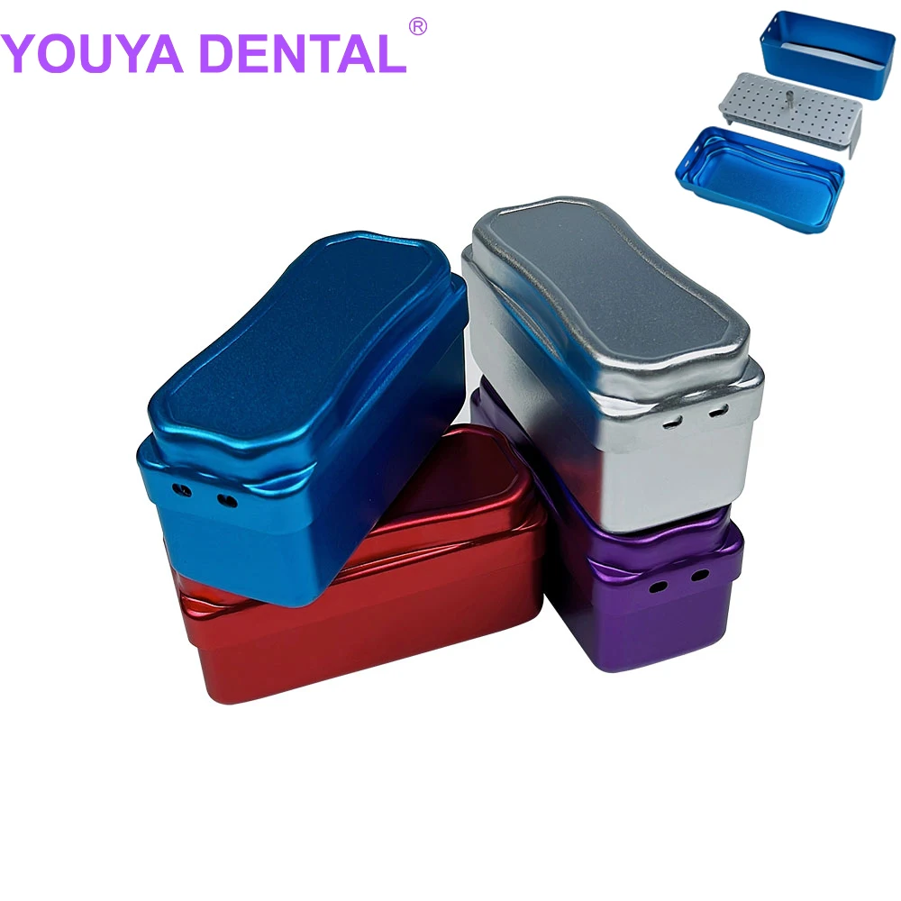 Aluminum Dental Disinfection Box Autoclave Sterilizer Case Burs Endo Files Holder 72 Holes For Burs Dentist Materials Dental Dia