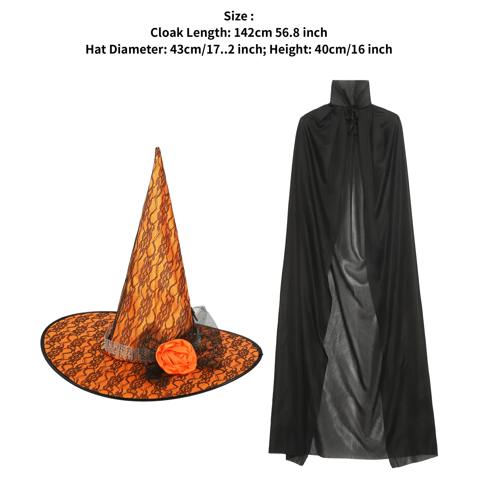 Adult Halloween Theme Party Witch Wizard Cosplay Performance accessori per costumi colletto alla coreana mantello lungo con cappello a forma di strega a LED