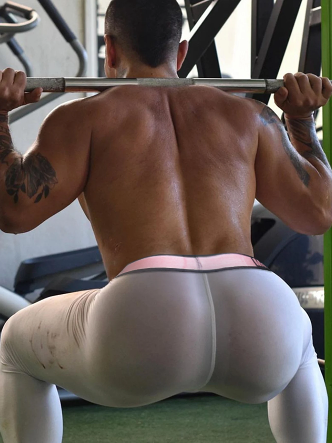 3Pcs Mixed Colors Men's Transparent Leggings Ultra-thin Nine-point Trousers Breathable Sport Fitness High Stretch Men Underpants