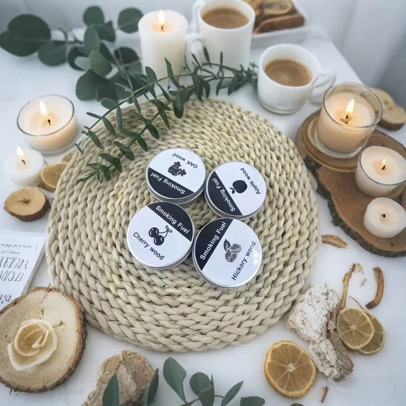 Virutas de Madera para Ahumar BBQ, para Ahumador de Whisky, Serrín de Madera de Fruta Natural, 4 Sabores, Piezas de Madera para BBQ, Virutas de Nogal, Roble y Manzano