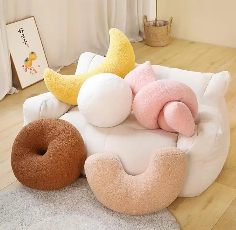 Nordic Style Moon Knot Plush Seat Cushions Pillow Toy Soft Cartoon Round Ball Stuffed Doll Sofa Kids Cushion Birthday Gifts