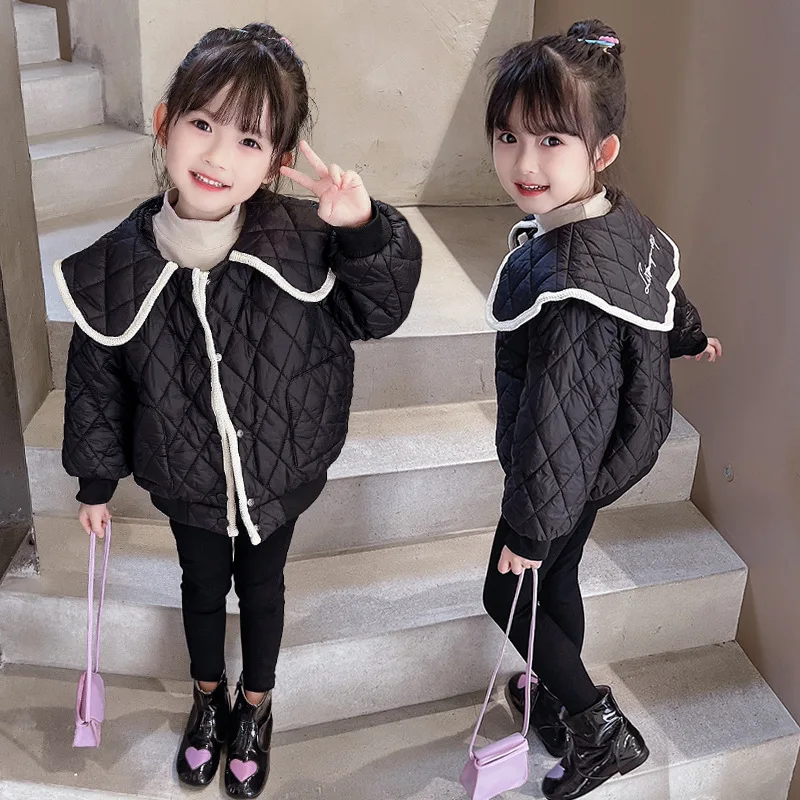 Girls' Coat Long Jacket 2022 Autumn and Winter Korean Kids Girl's Coat Small Fragrance Coat 1-4Year Baby Cotton-padded Jacket