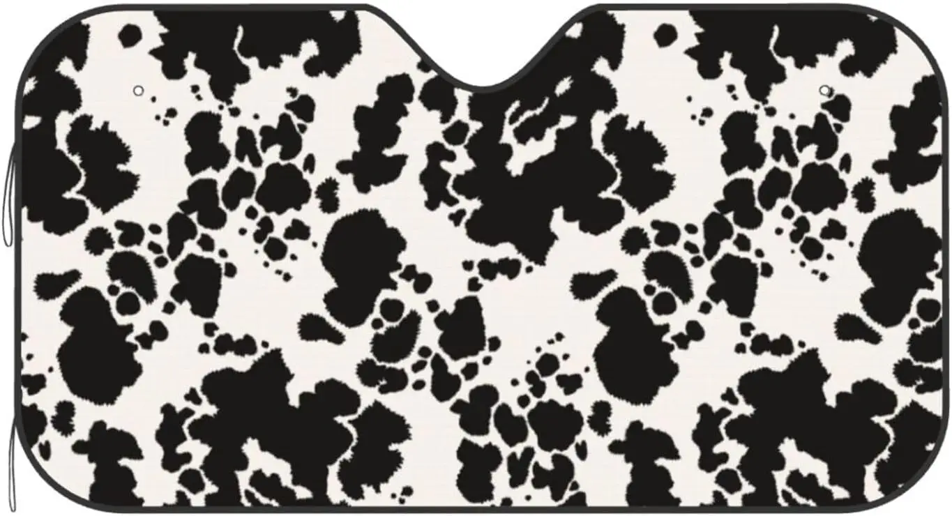 

Car Windshield Sun Shade White Black Cow Print Foldable Sun Visor Protector Keep Your Car Cool Sun Shield for Sedan SUV