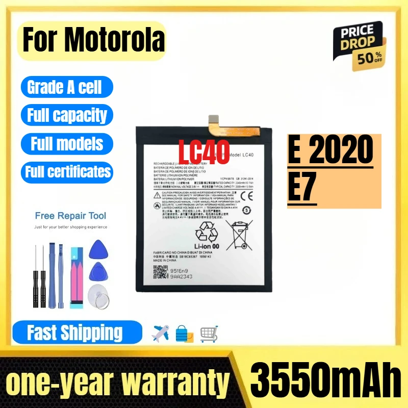 LC40 for Motorola E 2020/E7 Mobile Phone Battery High Quality High Capacity Battery Replacement Bateria Grade A Cell with Tools