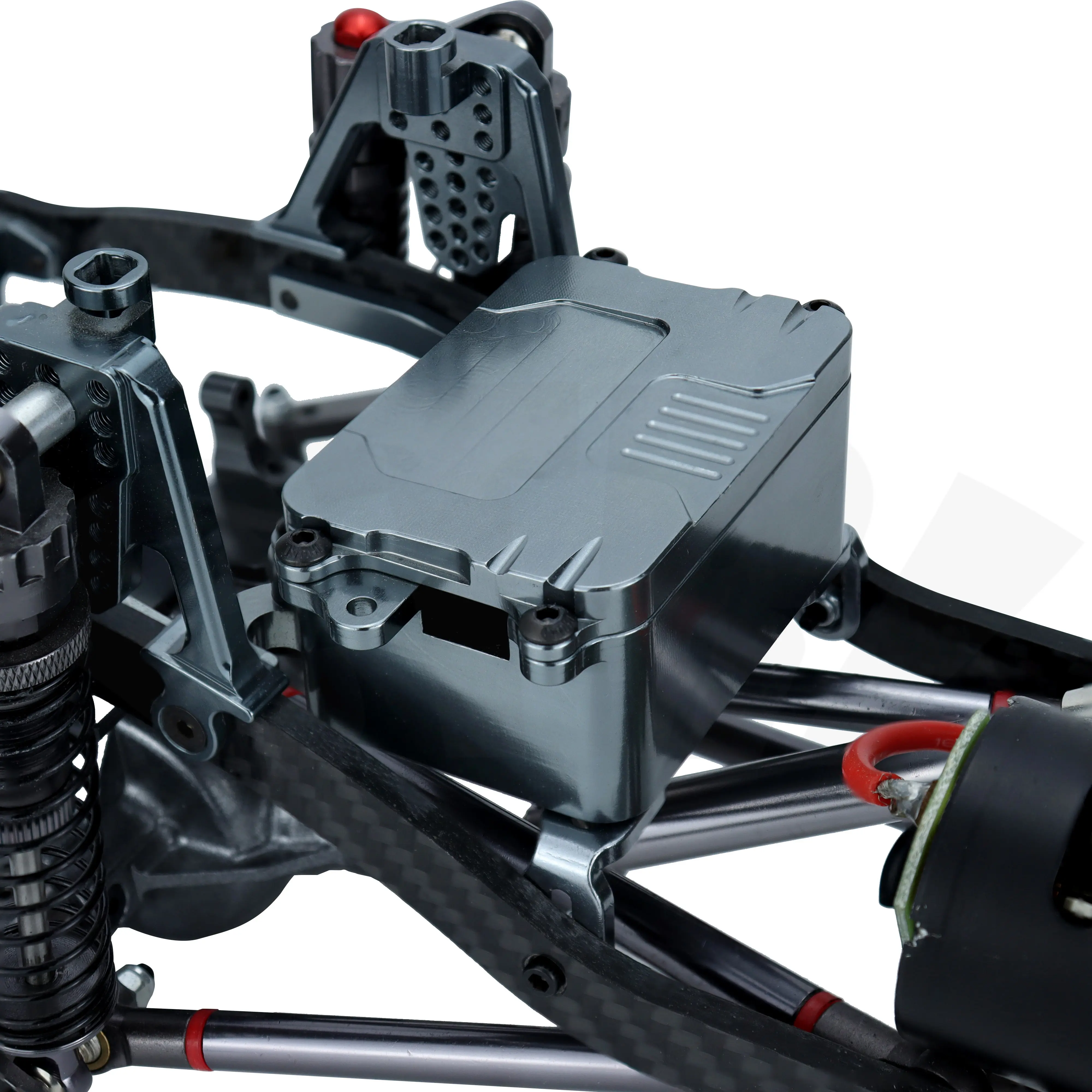 1/10 RC Kit telaio in metallo cingolato tirante ammortizzatori montaggio scatola attrezzatura smorzamento supporto piastra batteria per auto SCX10 RC