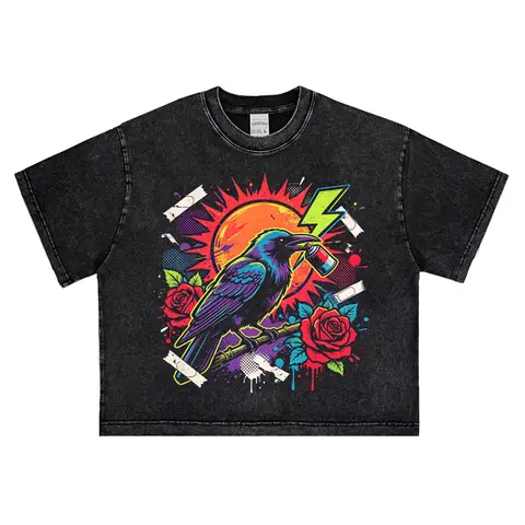Men Boxy Fit Vintage Washed Tee Loose Drop Shoulder Short Sleeve T‑Shirt Heavyweight Cotton Retro Streetwear Hip‑Hop Casual Tops