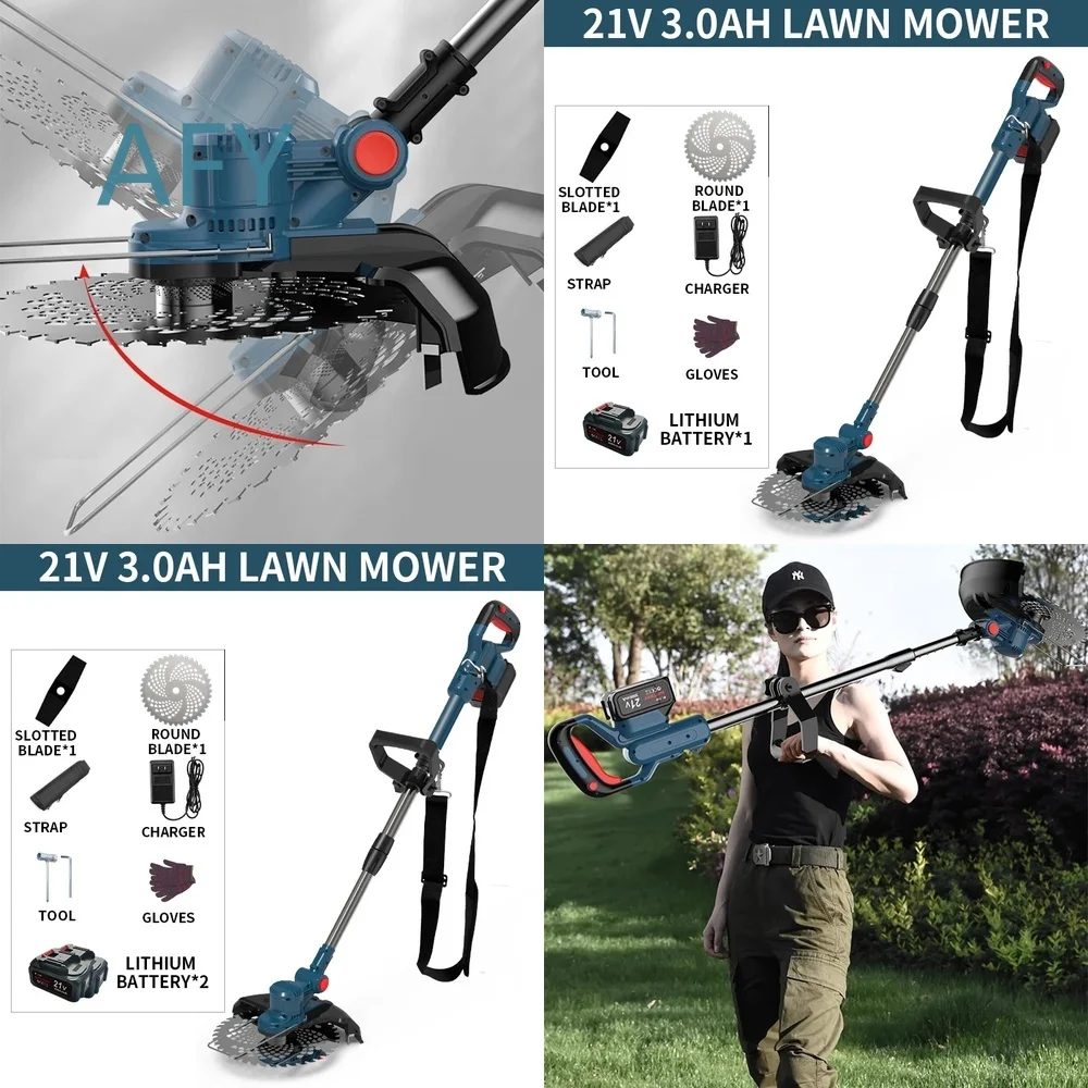 Cordless Lawn Mower for Electric Garden Tools Brushless Motor Grass Trimmer Adjustable Telescopic Handle Angle Pruning Tool