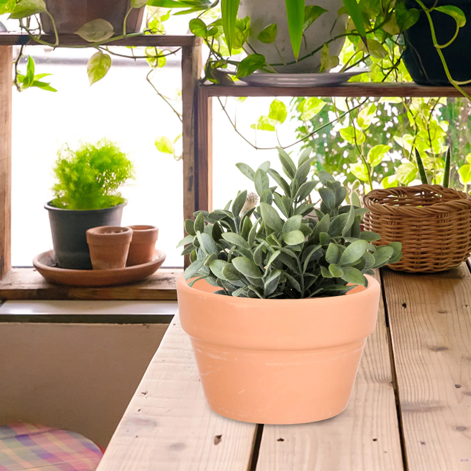 10Pcs Pottery Flower Pots Simple Design Flower Container Sturdy Long-Lasting Use Floral Art Store Party Decor Desktop Flowerpot