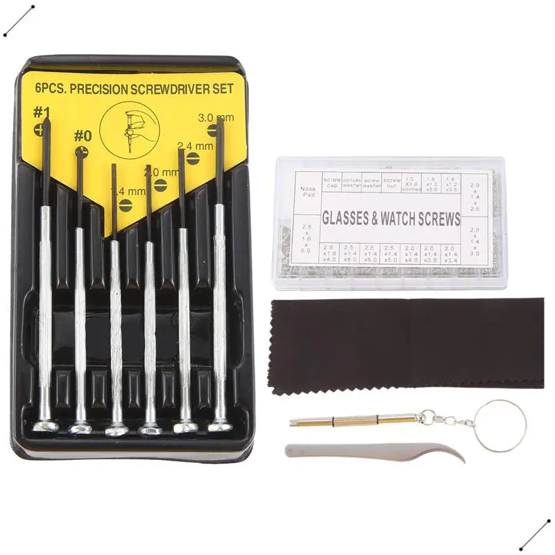 Eyeglass Repair Kit Sunglasses Repair Kit With Nose Pads Screws Screwdriver Tweezers For Watch Clock Spectacle Repair