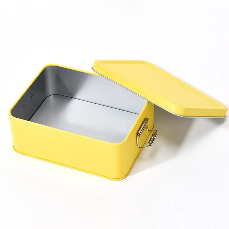 Tinplate Storage Tin Box Secure Latch Airtight Seal Food Grade Reusable Container for Kitchen Snack Tea Storage