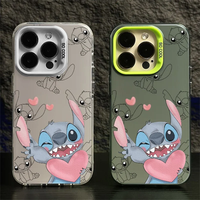 Luksusowe, odporne na wstrząsy etui na iPhone 15 14 13 12 11 Pro Max Plus XR XS X 7 8 SE2 miękkie silikonowe etui Disney Stitch Winne Pooh Bear