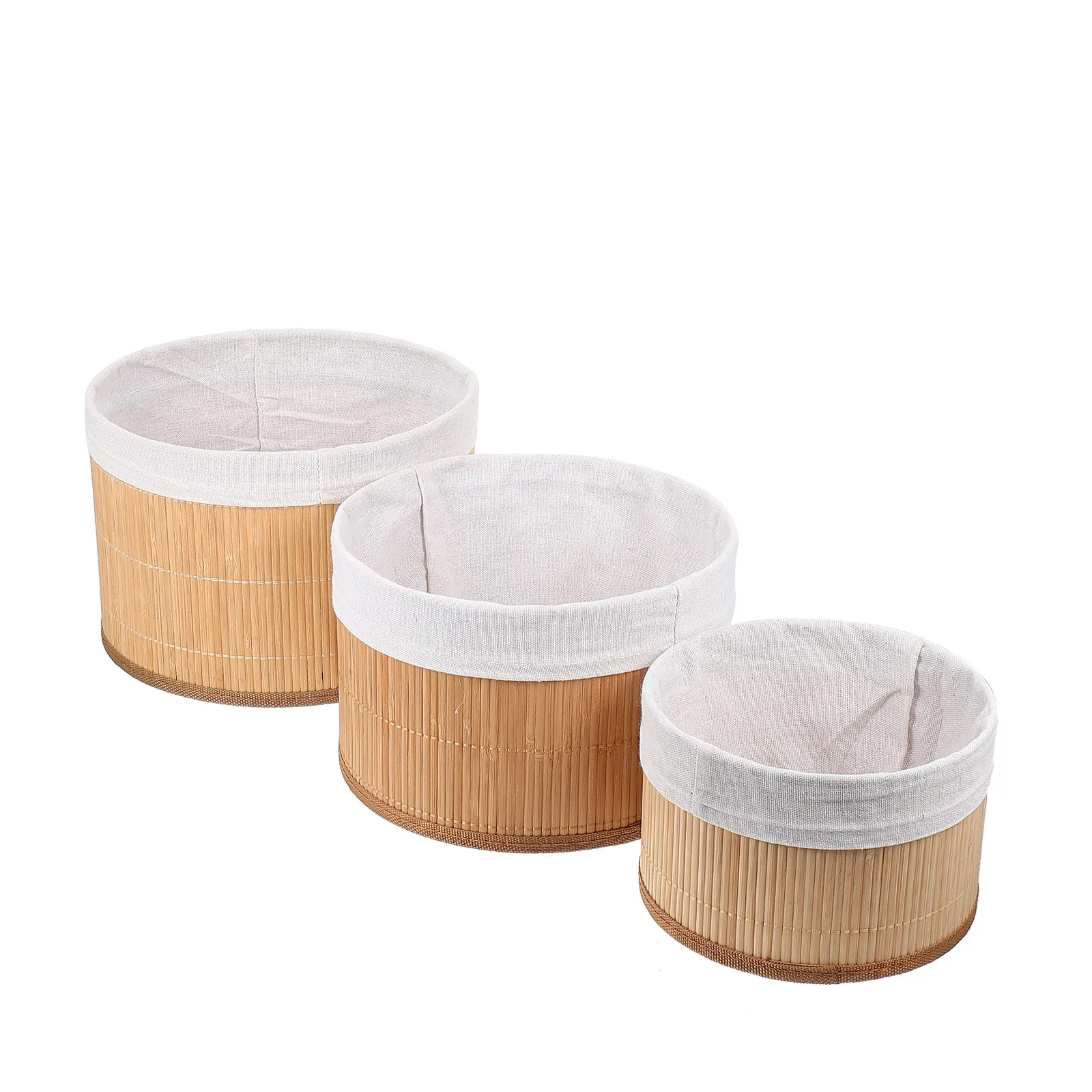 3Pcs Round Bamboo Woven Storage Basket Premium Decorative Table Organizer Multifunctional Desk Basket Home Office Accessory