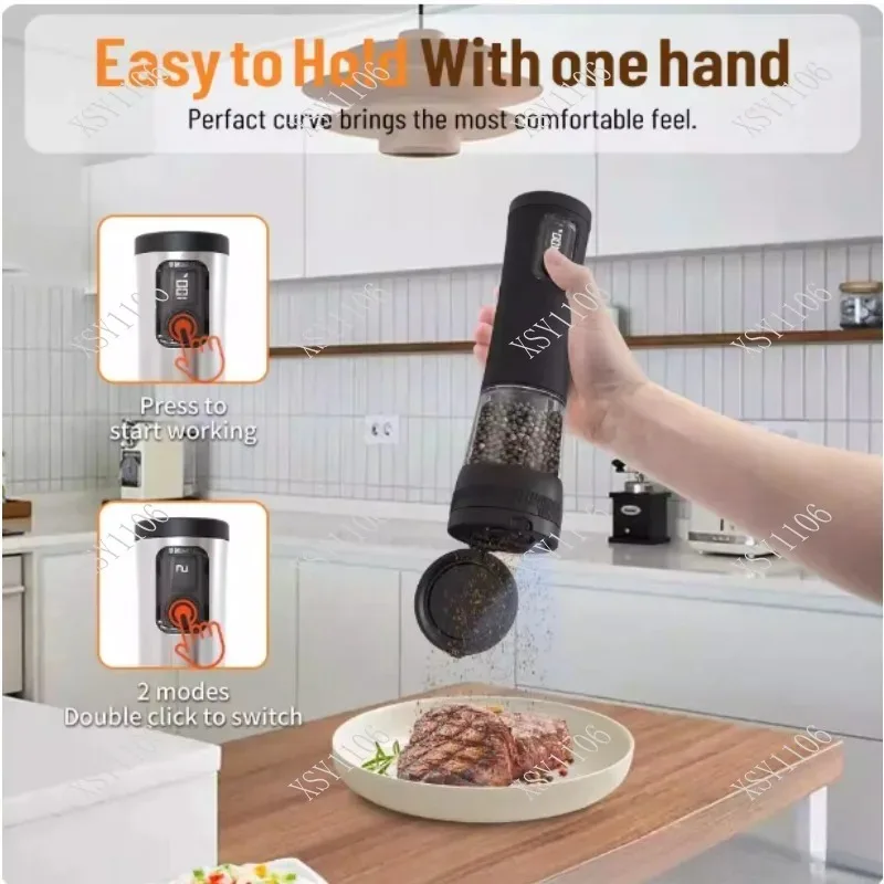 Adjustable Battery-Powered Electric Pepper Mill Rechargeable Spice Grinder Kitchen Seasoning Tool
