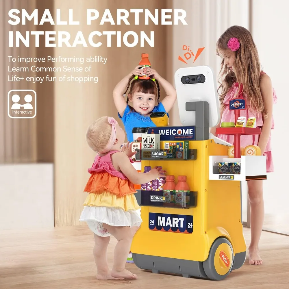 Ensemble de jeu de caisse enregistreuse pour enfants, jeu de simulation, Shopping, calculatrice d'argent, Scanner, carte de crédit, nourriture pour garçons et filles, cadeau d'anniversaire