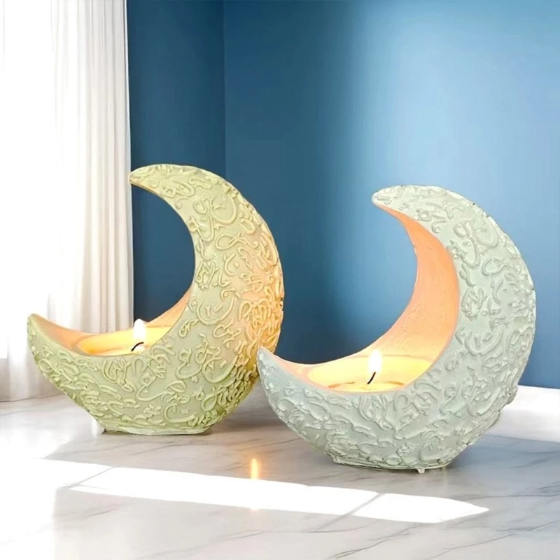 Moon Holder Molds Handmade Tealight Holder Molds Concrete Gypsum Mold Candlesticks Silicone Mould Home Dropship