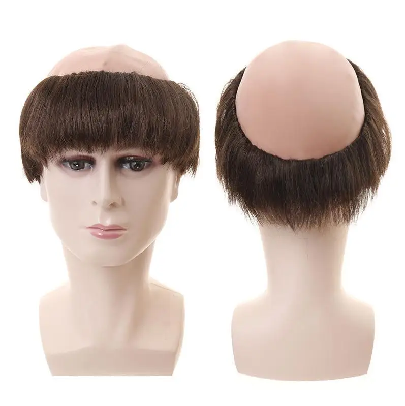 QQXCAIW Synthetic Bald Party Costume Wig Bald Monk Wig Made of Synthetic Fiber Wigs for Halloween and Christmas