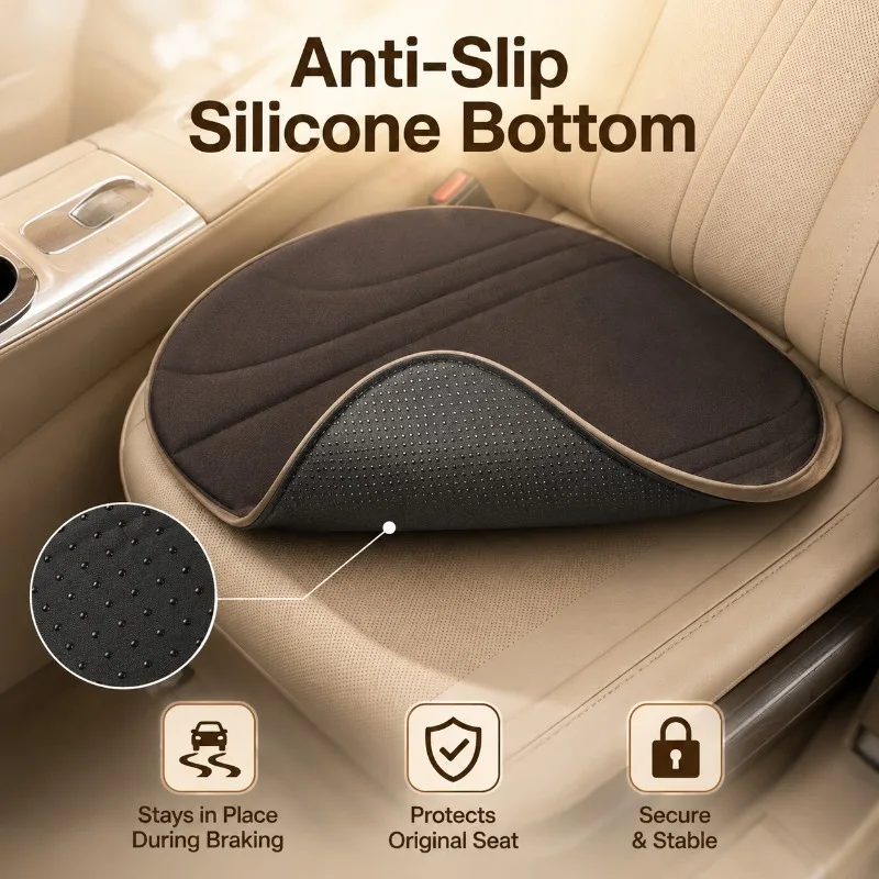 Three-Stripe Car Seat Cushion Faux Suede Breathable Anti-Slip Universal Seat Pad One-Piece Molded Auto Interior Cover Mat view 3
