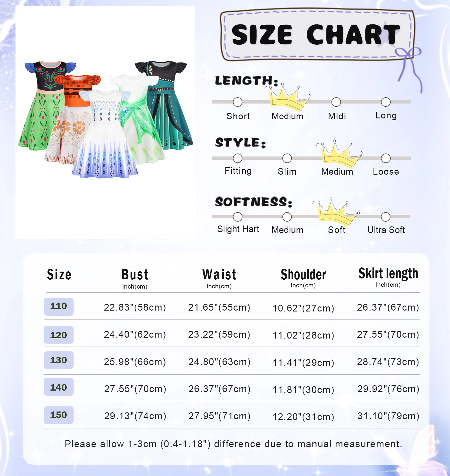 Jurebecia Daily Skirt Girl Summer Dress Ruffle Edge Sleeves A-Line Cute Casual Dress